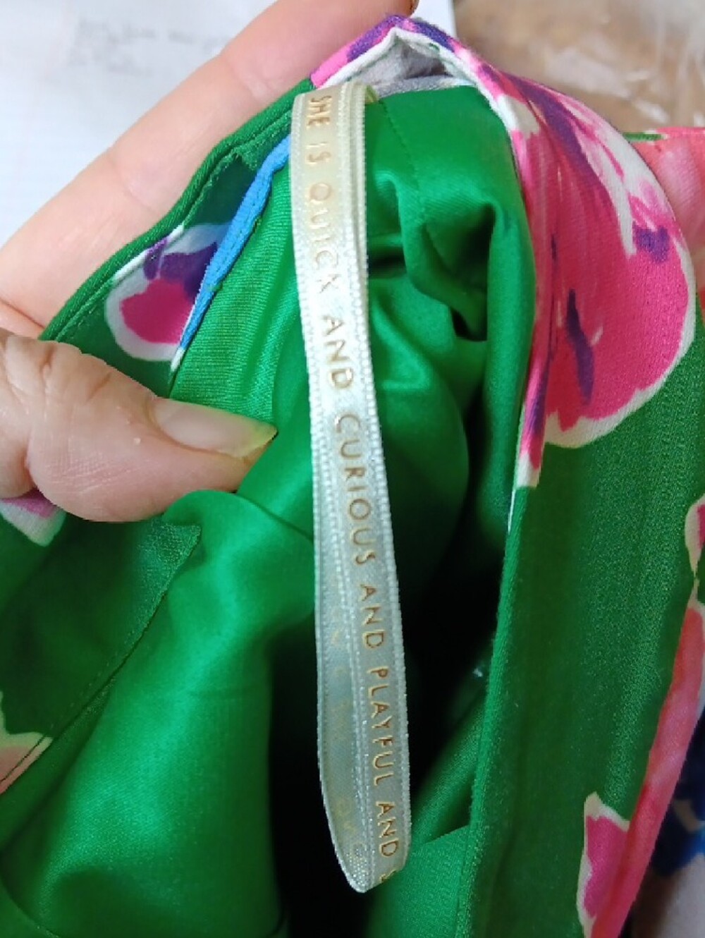 Kate Spade Green Floral Pencil Skirt with Pink, Blue & Cream Blooms - Picture 6 of 11